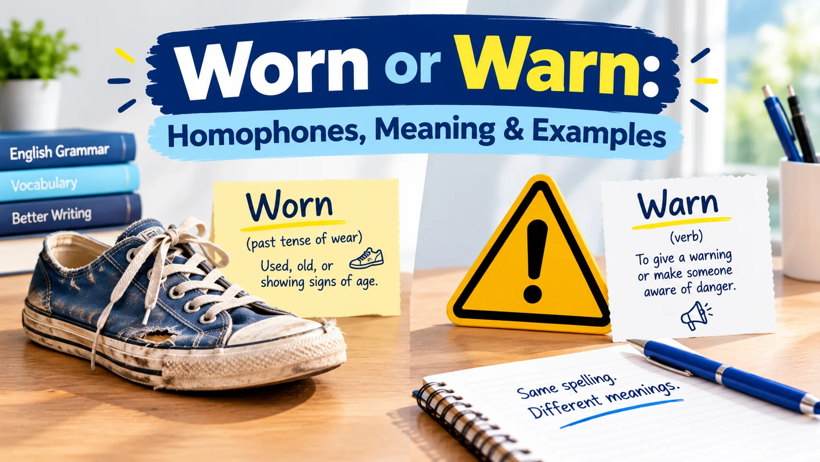 Worn or Warn: Homophones, Meaning & Examples